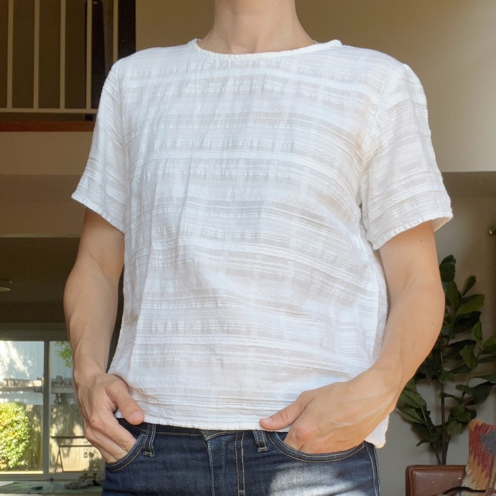 Mara Hoffman, White Neutral Scoop Neck Tee size XS